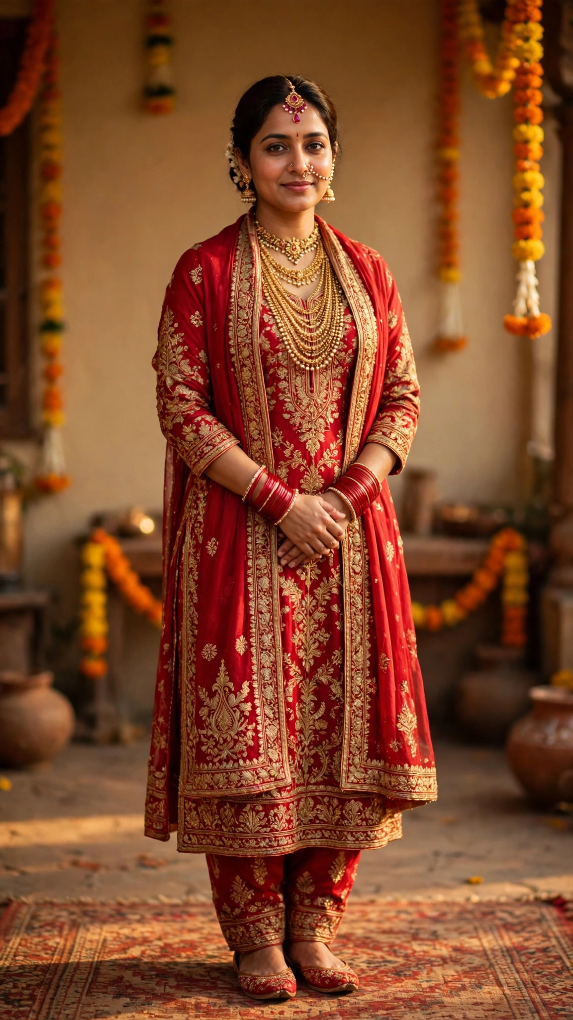 Example image of a girl in traditional jewellery with a maang tikka