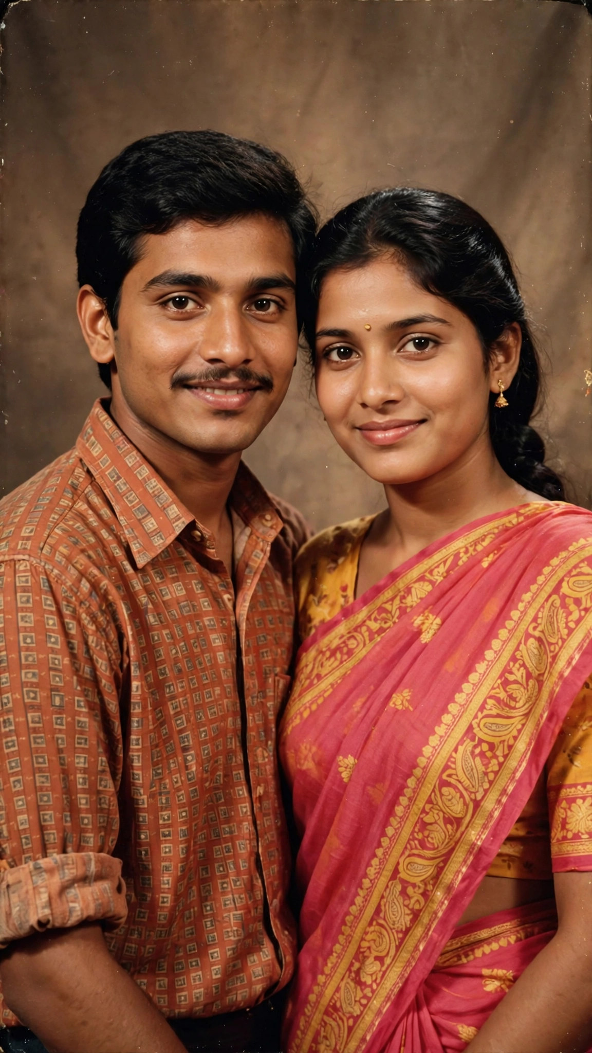 Example image of a couple in a 1980s retro studio portrait